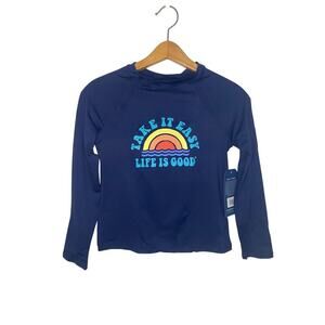 NWT Kids Life Is Good Dark Blue Rash Guard Swim Shirt Size Large Beach‎ Swim